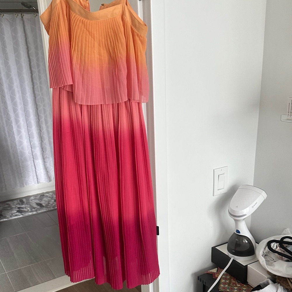 Leith Peach Pleated Maxi Dress